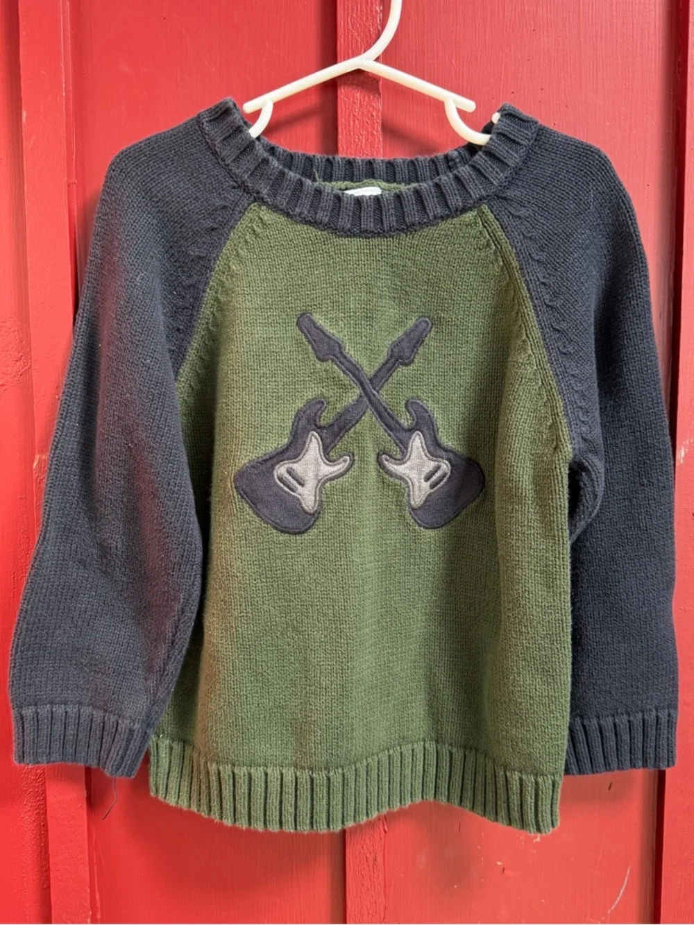 Gymboree Guitar Green & Navy Knit Sweater Top